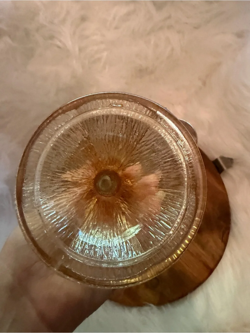 Vintage Jeannette Glass Candlestick Tree Bark Marigold
